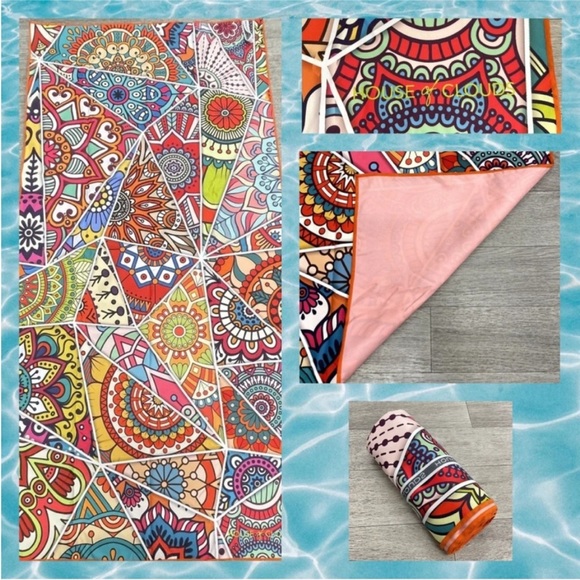 NWT House of Clouds Sand Free Microfiber beach towel MOSAIC print - Picture 6 of 8